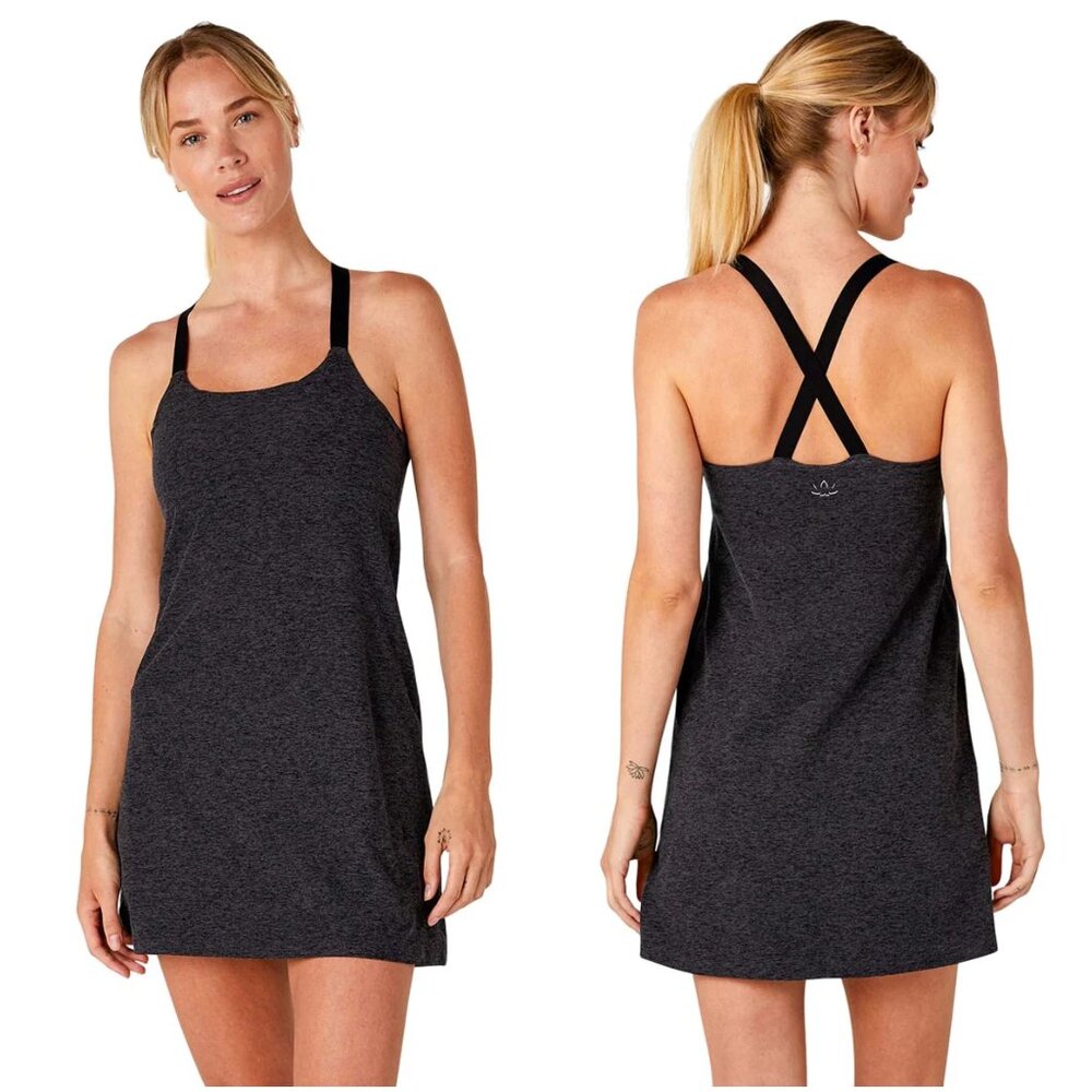 Beyond Yoga Spacedye Move It Dress XS charcoal gray black active dress shorts